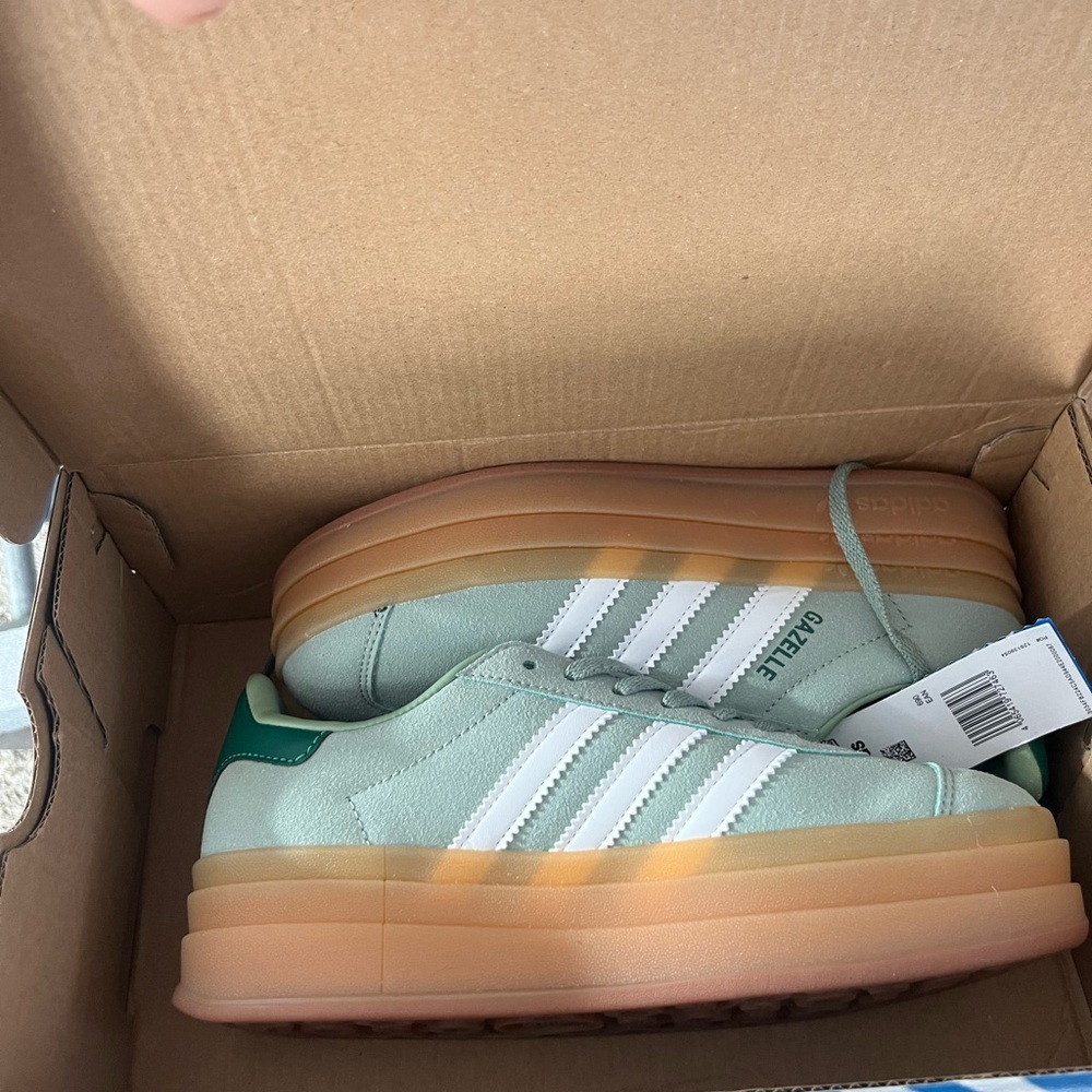 Adidas Mint Green Sneakers with White Accents. New